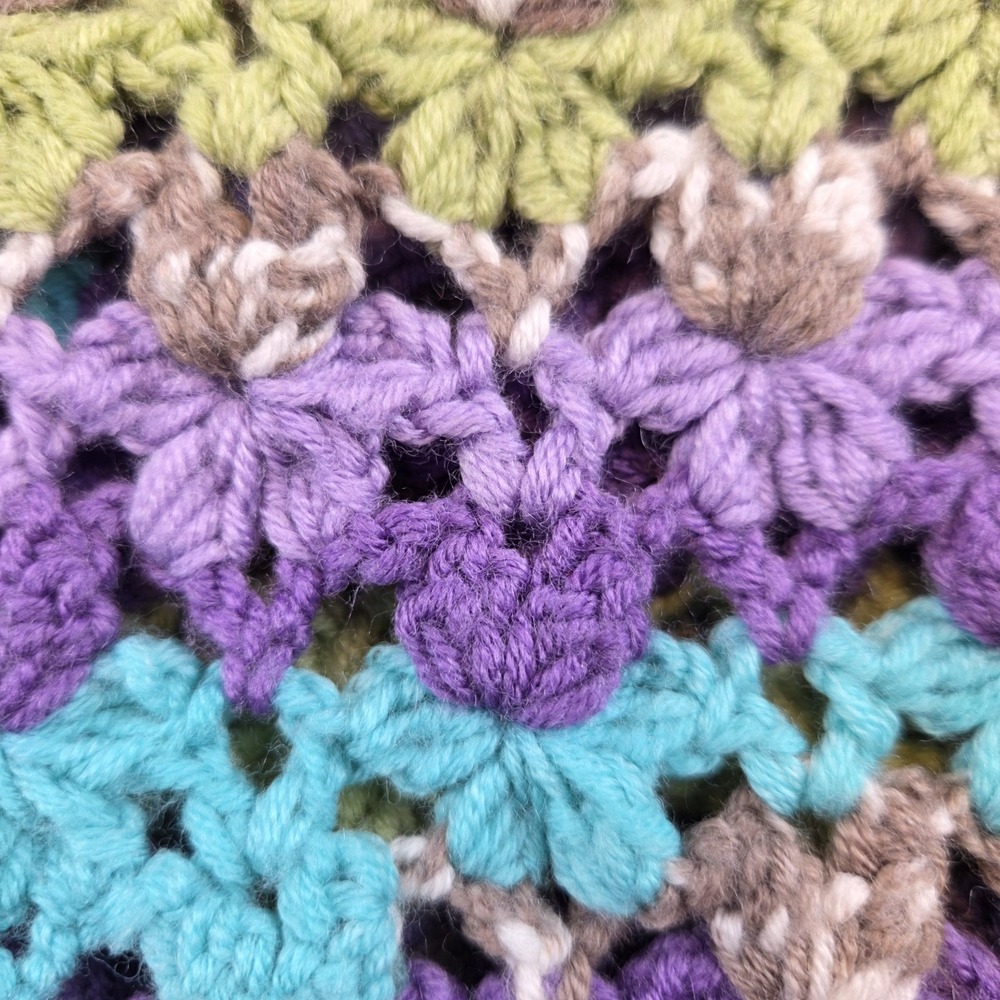 Vintage Handmade Crochet Vest Purple/Green Striped Boho Hippie Grannycore L/XL - Picture 5 of 7